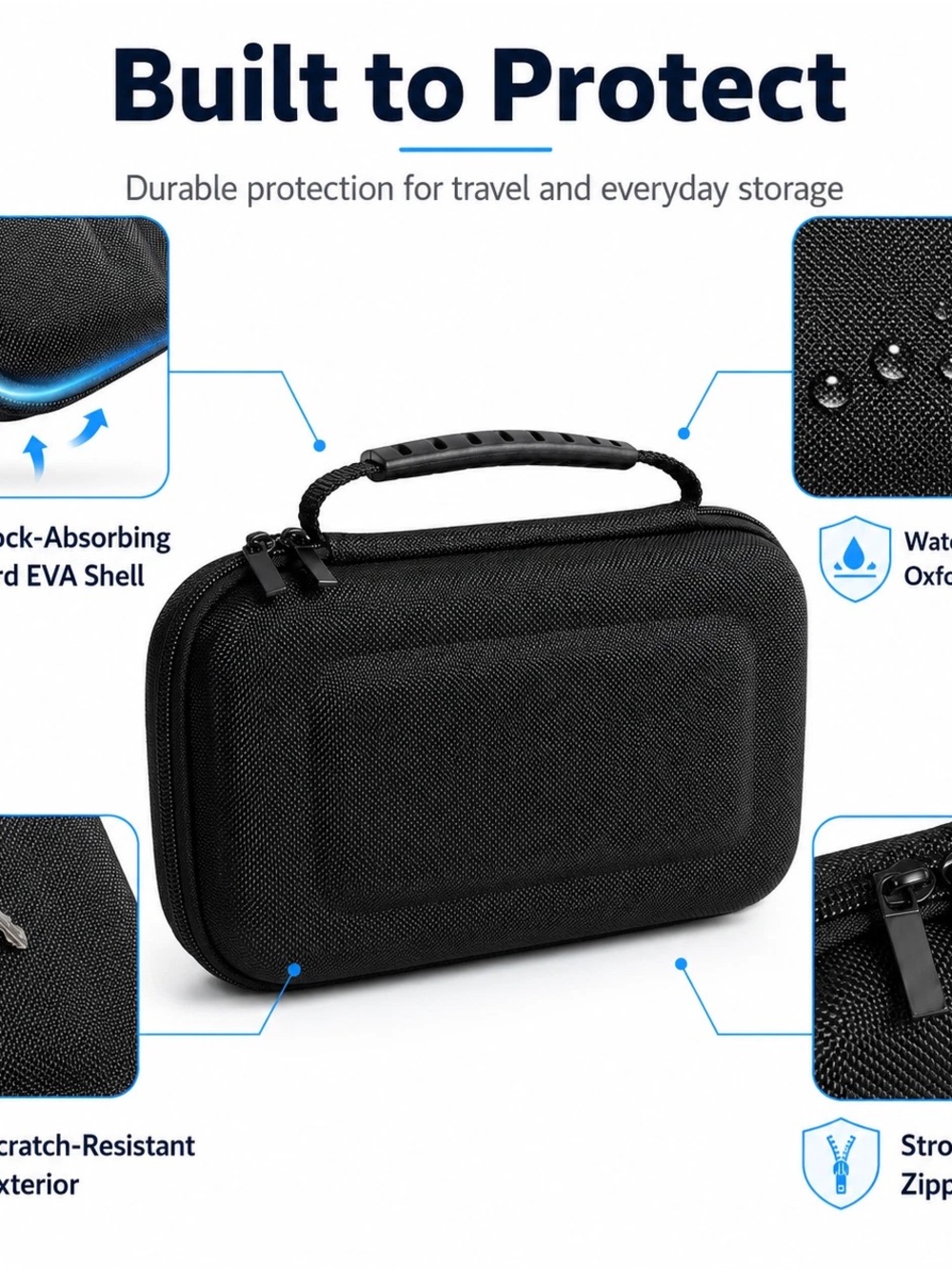 Nintendo Switch 2 - Portable Black EVA Travel Case for Nintendo Switch